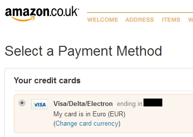 Amazon Currency Converter creditcard