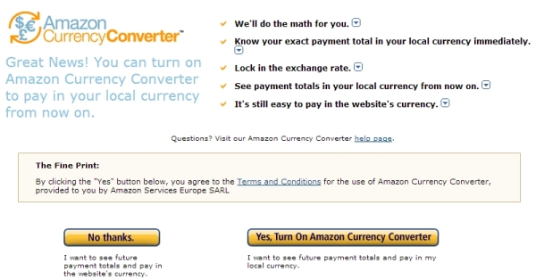 Turn On Amazon Currency Converter